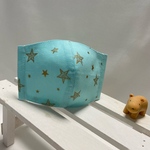 【S】キッズマスク 立体型　サイズS（エメラルドグリーン×ゴールド⭐︎）