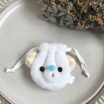 送料無料♪手のりサイズのミニくまちゃん巾着（ホワイト×イエローストライプ）