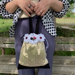 gold bouquet台形巾着bag