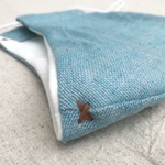 ブルーコットンリネンマスク男性用　夏マスク　リネンマスク　男性用マスク　メンズマスク　シンプルマスク　無地マスク　おしゃれマスク