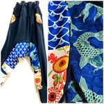 サルエルパンツ　ゆったり楽チン！　和柄　黒×鯉×青海波×紅型　メンズM