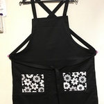 【送料無料】黒X北欧柄エプロン大人用　袋付き