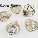 【D-0017】5pcs　キャッツアイストーン　トリプルハート　17×16mm　ゴールド ピンク　チャーム