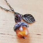 ガラスの木の実ネックレス 『 Forest Amber 』