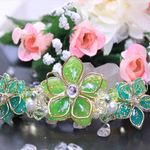 立体お花のバレッタ・宇治抹茶色