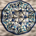 10角形のキルトマット(パッチワーク ブルー)