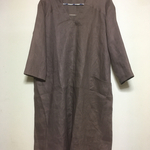 【ちよこ様オーダー品】Vネックワンピース★リネン100％★バーガンディ