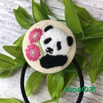 パンダ刺繍ガーベラのヘアゴム🌼