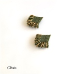 Goldフリンジ ループ ビーズピアス/イヤリング【Khaki】