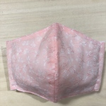 花刺繍りぼん(ピンク)    レース　夏用薄手　大人用　布マスク