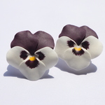 Twin×pansy mini ear accessory【white×purple】