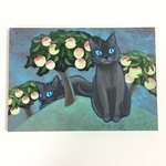 原画 果樹園の黒猫のイラスト 絵 絵画 アート 手描き 壁掛け
