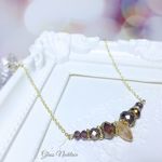 キラキラカットガラスのネックレス 【ブラウン】