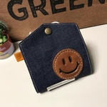 マスクケース☆デニム＆レザー☆仮置きマスクケース☆スマイル☆
