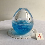 スカイブルー　卵型花びん　泡入り（中）4