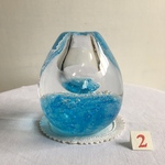 吹きガラス　スカイブルー　卵型　泡入り　花びん（大）2