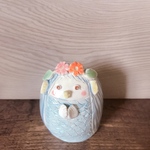 再販なし。アマビエさまの花瓶（髪の色、濃いブルーに変更できます。）