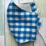 495夏マスク大人用　麻 ギンガムチェック