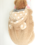 再販31★クマ耳♡プードルファー♡エルゴ抱っこ紐防寒ケープ(ベージュ/ドット柄)