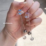 再販！クリア×シルバーのアシンメトリーピアス・イヤリング