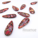 Gold Copper Stone & Marine sediment チャーム (大/Red）50x20mm　１個