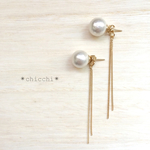 ✴︎再販✴︎2WAY コットンパール ロングチェーンピアス
