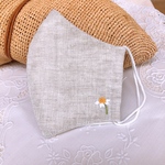 《カモミール》夏用  ワンポイント刺繍リネンマスク 