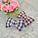 ふわふわリボンのパッチンピン2個set●ネイビー×パープル