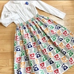 【SALE】ギャザースカート(グレー:レトロ電話)