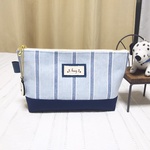  H.I様専用　ご予約品    ストライプの切替マチ付きポーチ