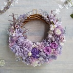  Jolie botanique＜Violet doux＞＊受注制作＊ハーフムーンリース＊プリザーブドフラワー＊お花＊ギフト＊結婚祝い＊新築祝い＊お誕生日祝い＊ウェディング