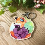 【木製キーホルダー】ぶどうぎつね