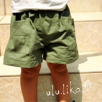 【Msize登場☆ 】リネンドットのハーフパンツ（カーキ色）