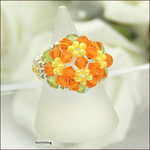 （再販）蜜柑色のランタナ花のリング（プレシオサ/チェコビーズ ビーズリング）《ビーズアクセサリー》