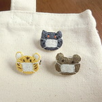 刺繍ブローチ　マスクしたかわいい猛獣