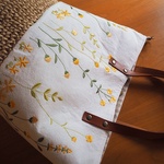 hatosabuchan様専用・刺繍生地のかごトートバッグ・黄色