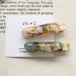hair clip /beige×green