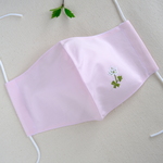 夏 向け 立体マスク　刺繍（シロツメクサ）　大人 女性 向け　ベビー ピンク