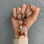 テラコッタオレンジ🍊クリアビーズとシルバーピアス