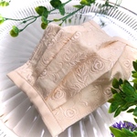 【送料無料!!】上品なプリーツマスク　立体マスク　布マスク　　大人マスク　綿レースマスク　お洒落　小顔　オーガニックダブルガーゼ　ノーズワイヤーいり