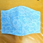 夏にも涼しい　ハンドメイド立体水色レースマスク