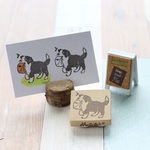 消しゴムはんこ　オリジナル　仔犬のボーダー❤お届け物❤
