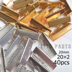 再販★各20×2=40個 ゴールド シルバー 20mm ワニカン リボンエンド 
