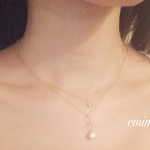 18Kcoating Zirconia&Circle Pearl Necklace