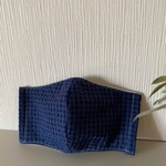再販！　ひんやりマスク　接触冷感　ＵＶカットマスク 抗菌消臭　大きめロングサイズ　ネイビーチェック・リップルチェック