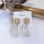 ベージュ×クリア ピアス