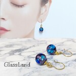 クリアパープル ホタルガラスピアス