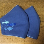 魚刺繍マスク2枚セット  刺繍してあるのは1枚のみ