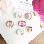送料無料　ピンクな小粒　6個セット　イヤリングorピアス★・。レジン　クリア　お花　紫陽花