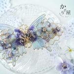 （8cm金具） レインブルーの花園バレッタ（hair ornaments of rainy blue flower garden）.
